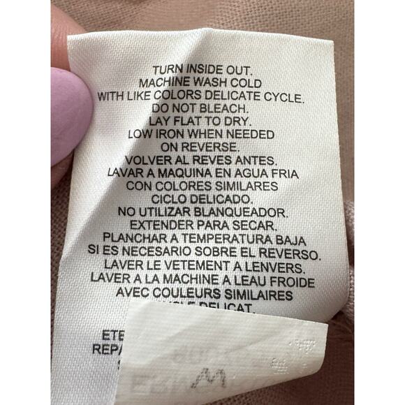 Ellen Tracy Blouse Size L Rosy Peach Shimmery Linen Blend Cuffed Sleeve Gold Zip - Picture 8 of 10